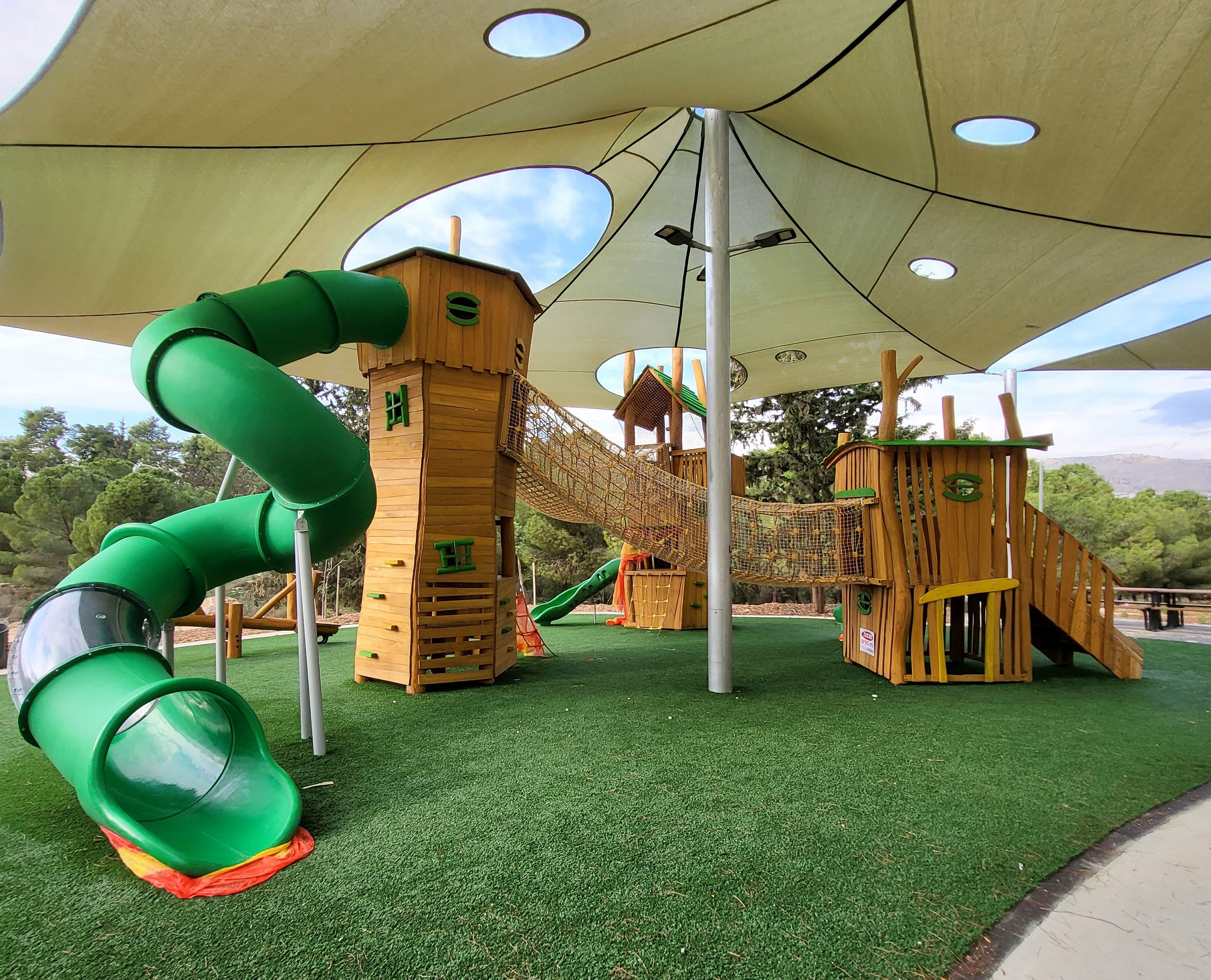 Outdoor playground hidden from the sun